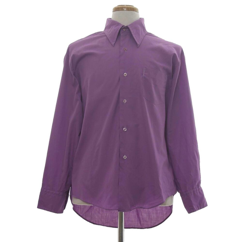 Vintage 70s Kmart Purple Point Collar Long Sleeve Disco Shirt Men’s L
